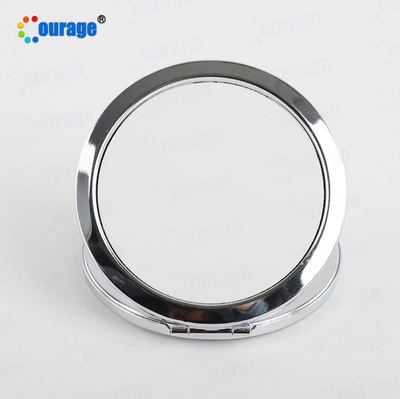 热升华空白化妆镜按压式创意便携金属圆形小镜子DIY个性小礼物