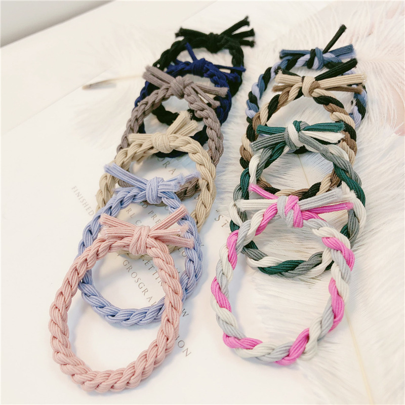 Japón y Corea del Sur simple y fresca chica de contraste de color torcido anillo de cabello dulce lindo de alta elasticidad nudado cuerda de cabello adornamiento de cabello mujer