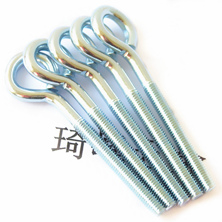 9字吊铁钩子厂家制定蓝锌闭口螺纹勾M5*40*72mm带圈螺丝