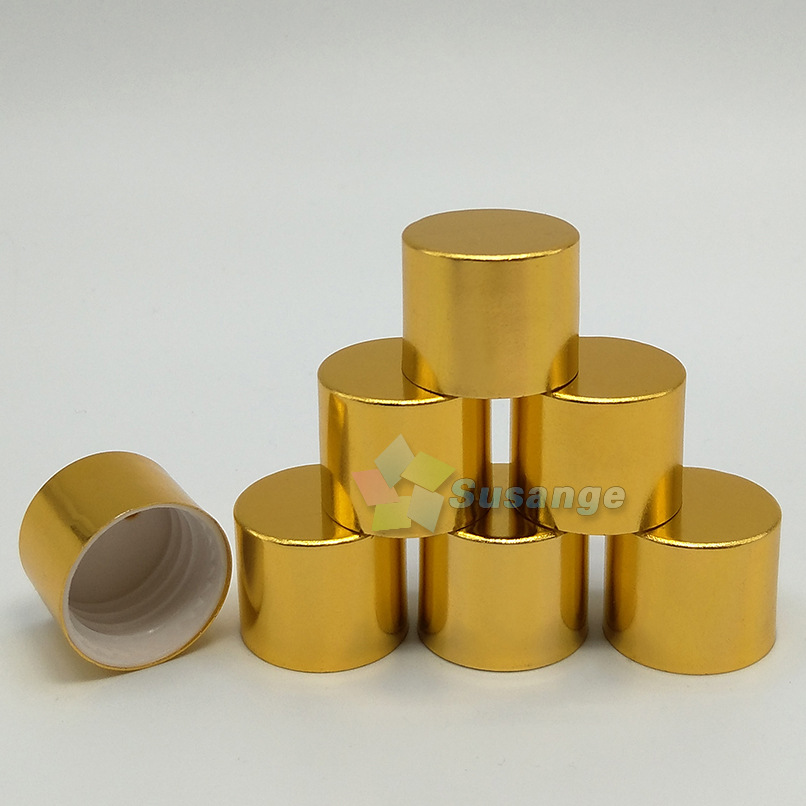 现货18牙金色光面铝盖 精油瓶盖 精华液电化铝盖 玻璃瓶 螺口瓶盖