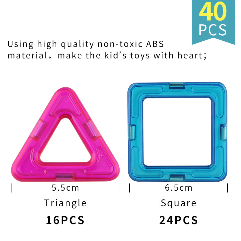 Bloques de construcción magnéticos educativos para niños, 40 piezas, magnéticos puros, juguetes magnéticos para niños, en stock transfronterizo. image 3