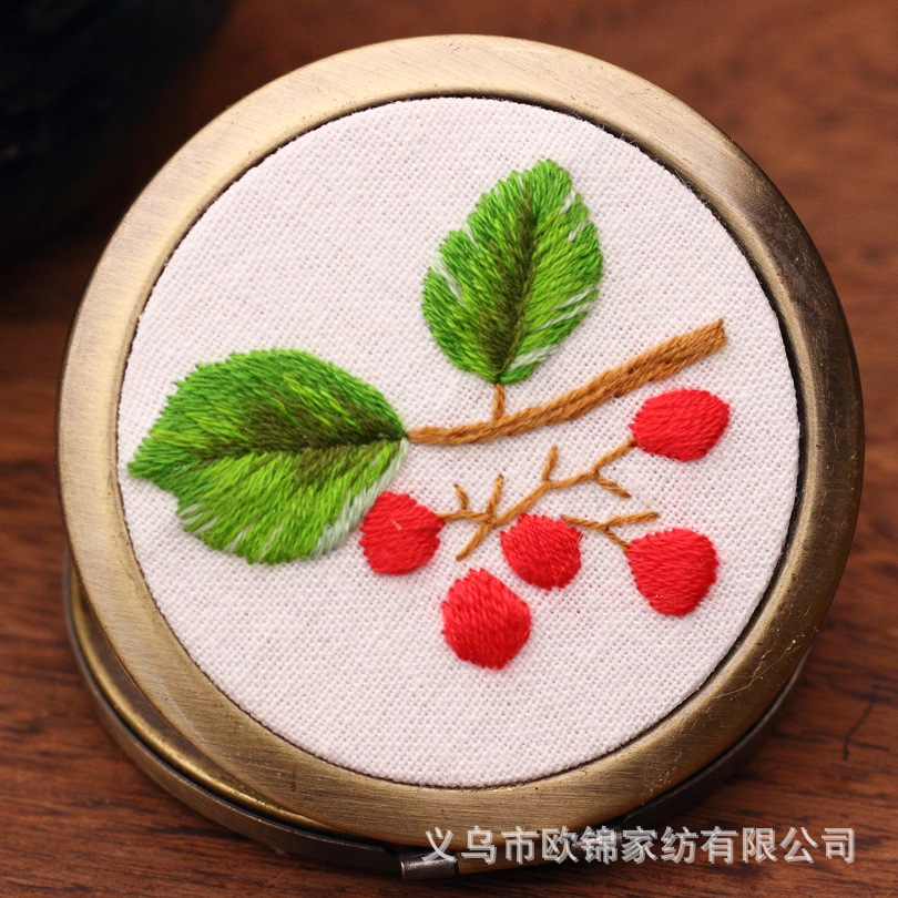 Oujin original hecho a mano tela/material paquete hecho a mano bordado espejo pequeño espejo DIY espejo cosmético