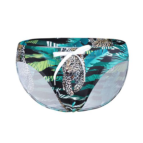 Swim Brief Men's Sexy Bikini with Flowers and Leopard Print Low-rise Triangle