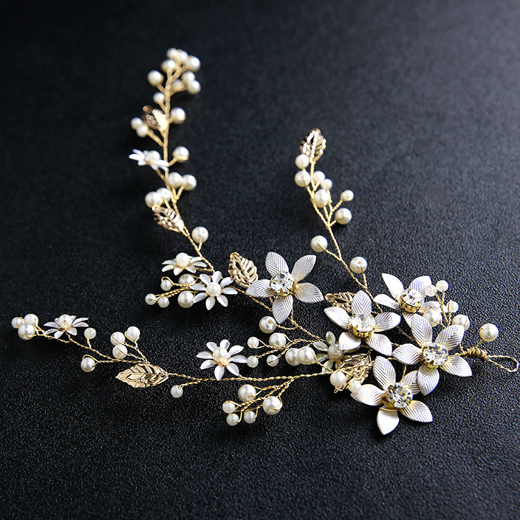 Golden hair accessory handmade for bride