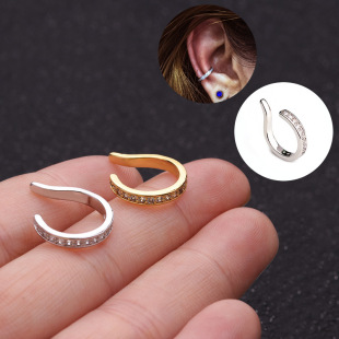 Foreign trade new U-shaped fake piercing ear clip zircon ear clip European and American simple earrings cross-border supply of body piercing