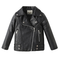 Children's clothing 2024 spring and autumn new style leather jackets for boys and girls, Korean version for small and medium-sized children, children's lapels, fashionable baby jackets