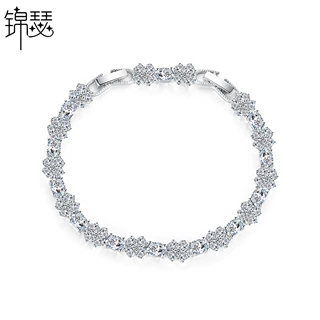 锦瑟 玫花手链欧美时尚简约新款铜镶锆女士手链手环厂家礼物批发
