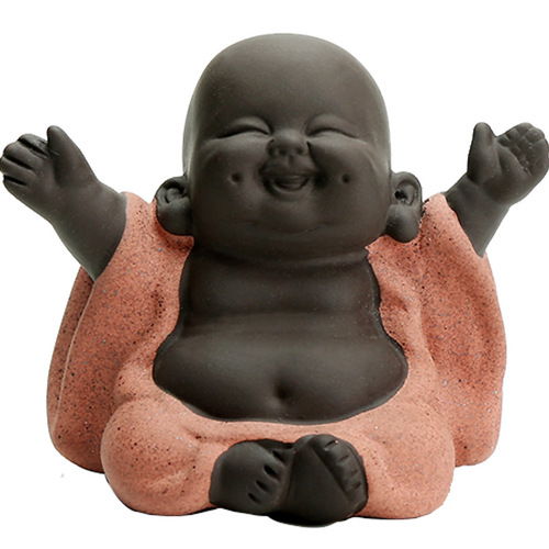 Purple sand tea pets can raise Maitreya Laughing Buddha ornaments, small monks, ceramic handmade fine tea sets, accessories, creative small tea toys