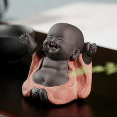Purple sand tea pets can raise Maitreya Laughing Buddha ornaments, small monks, ceramic handmade fine tea sets, accessories, creative small tea toys
