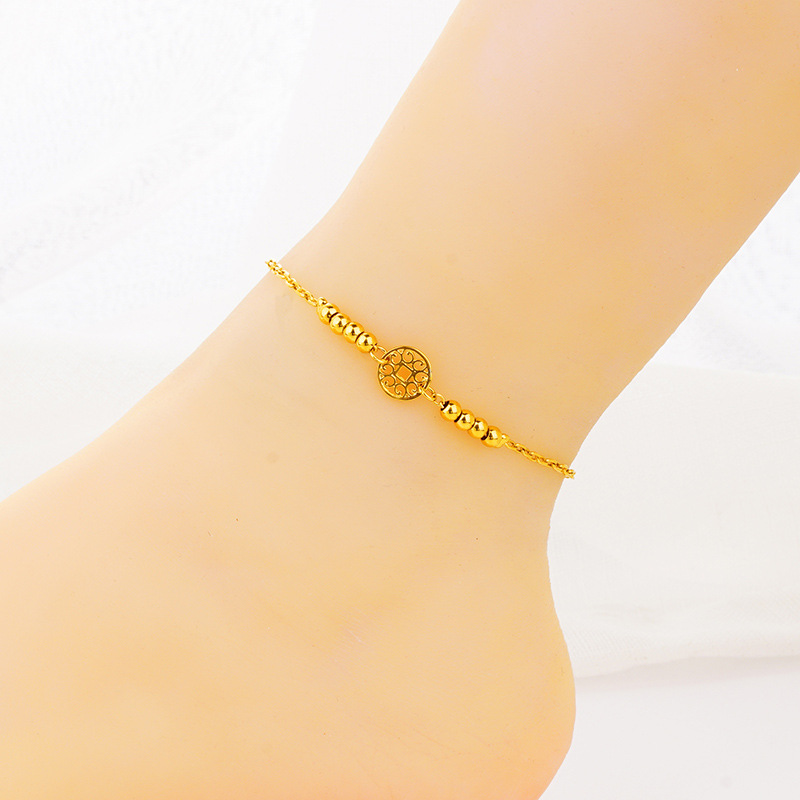 Estilo coreano Vietnam oro cobre moneda Bell tobillera mujer transfronteriza nueva imitación de oro Oro de las mujeres esmerilado cuentas adornos de pie