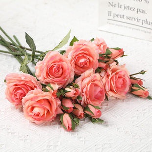 兰桂坊 High -end simulation flowers rose bouquet feel moisturizing wedding furnishing living room decoration fake flower ornaments wholesale