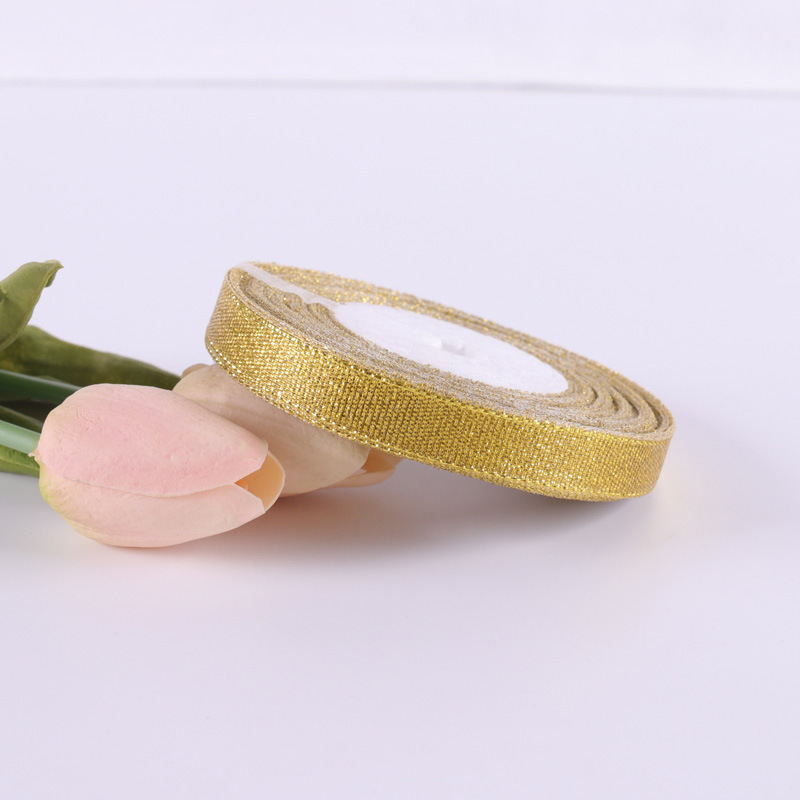 2cm oro y plata cinta hecha a mano flor nudo material de dibujos animados ramo accesorios 1,2 cm arco cebolla cinturón al por mayor en stock