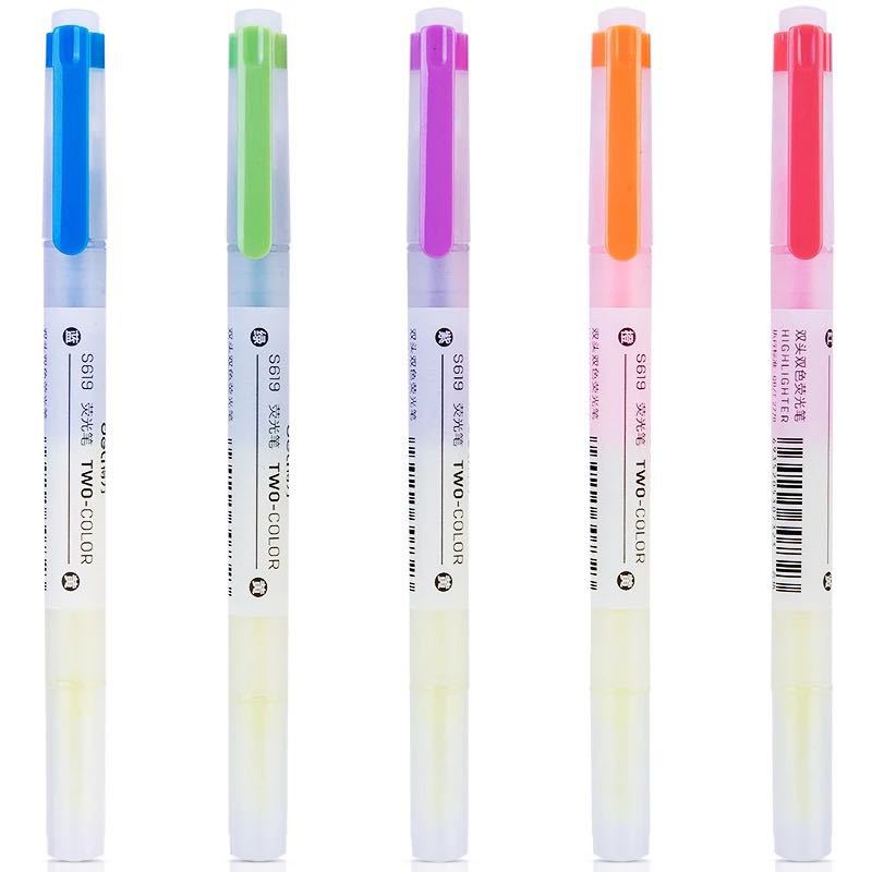 Deli S619 bolígrafo fluorescente 5-color marcador fluorescente estudiante Oficina caramelo color doble cabeza marcador de color
