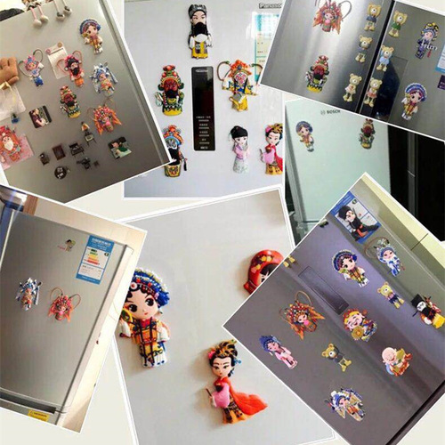 Q-version Peking Opera Character Mask Drama Magnet, Chinese Style Magnetic Gift, Creative Cartoon Small Gift for Foreigners