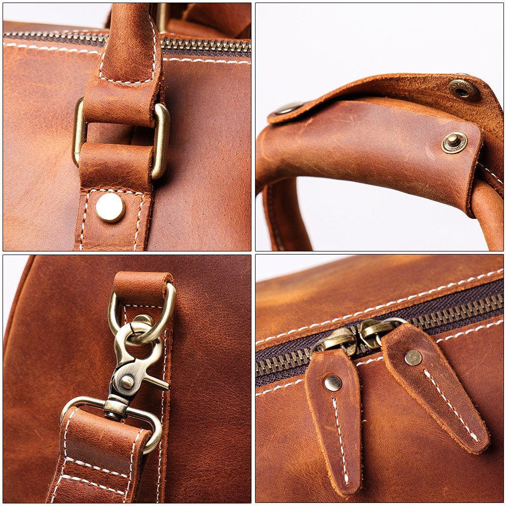 Qijia bolso de viaje de cuero para hombre bolso de equipaje de cuero de Caballo Loco primera capa de piel de vaca bolso de mensajero de gran capacidad retro europeo y americano moda