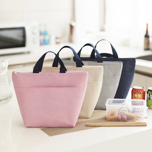 New thickened portable waterproof lunch bag insulation bag Oxford cloth handbag picnic bag lunch bag solid color