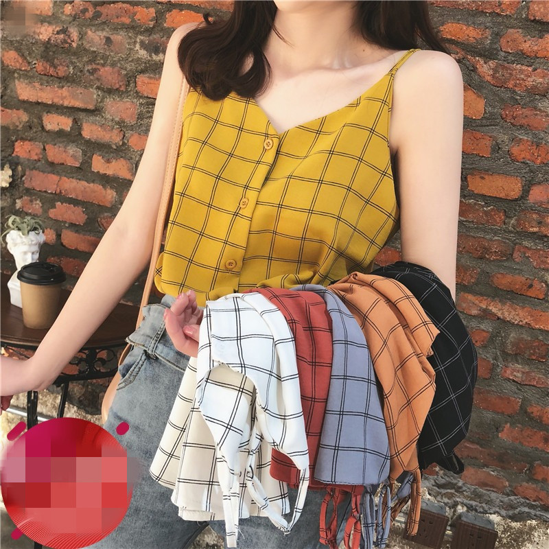 Fresh Style Seaside Chiffon Small Camisole Vest Women's Korean Style Outer Wear Loose Sleeveless T-shirt Inner Base Top Summer Fresh Style Seaside Chiffon Small Camisole Vest Women's Korean Style Outer Wear Loose Sleeveless T-shirt Inner Base Top Summer