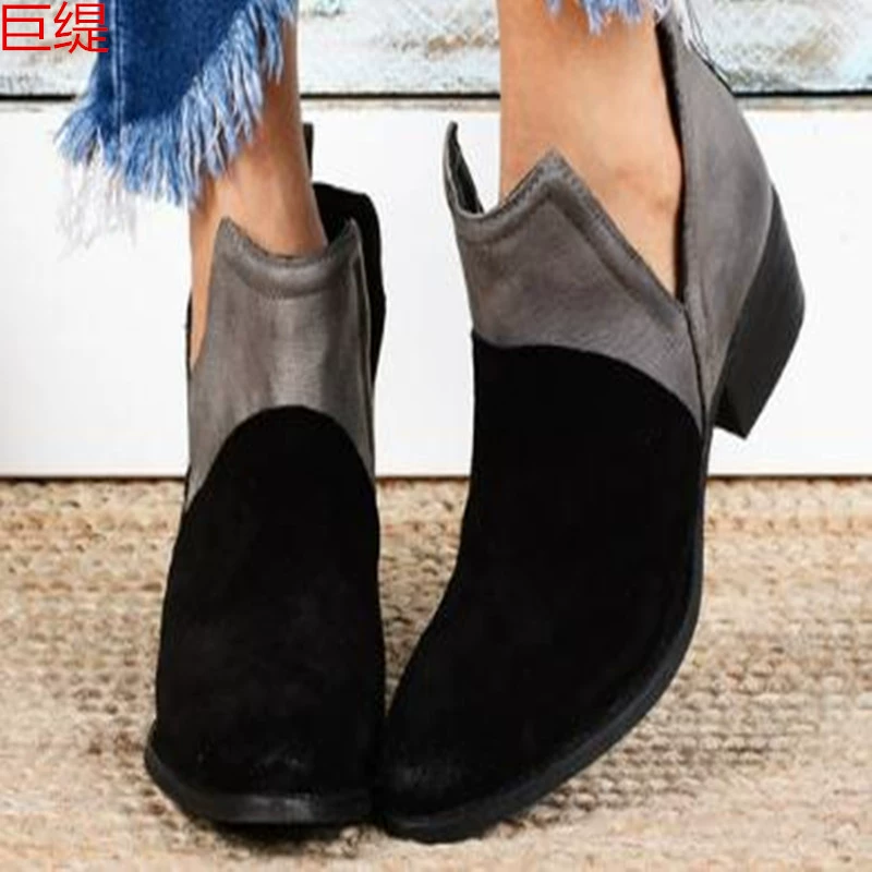 Juti в наличии, женская обувь больших размеров для внешней торговли, осень/зима 2019, женская повседневная обувь на грубом каблуке Amazon