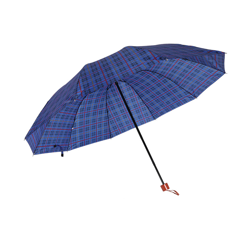 Business Qing umbrella ground umbrella umbrella manufacturer wholesale 10 osteopopotenic plaid umbrella reinforcement three % off umbrella men folded 2