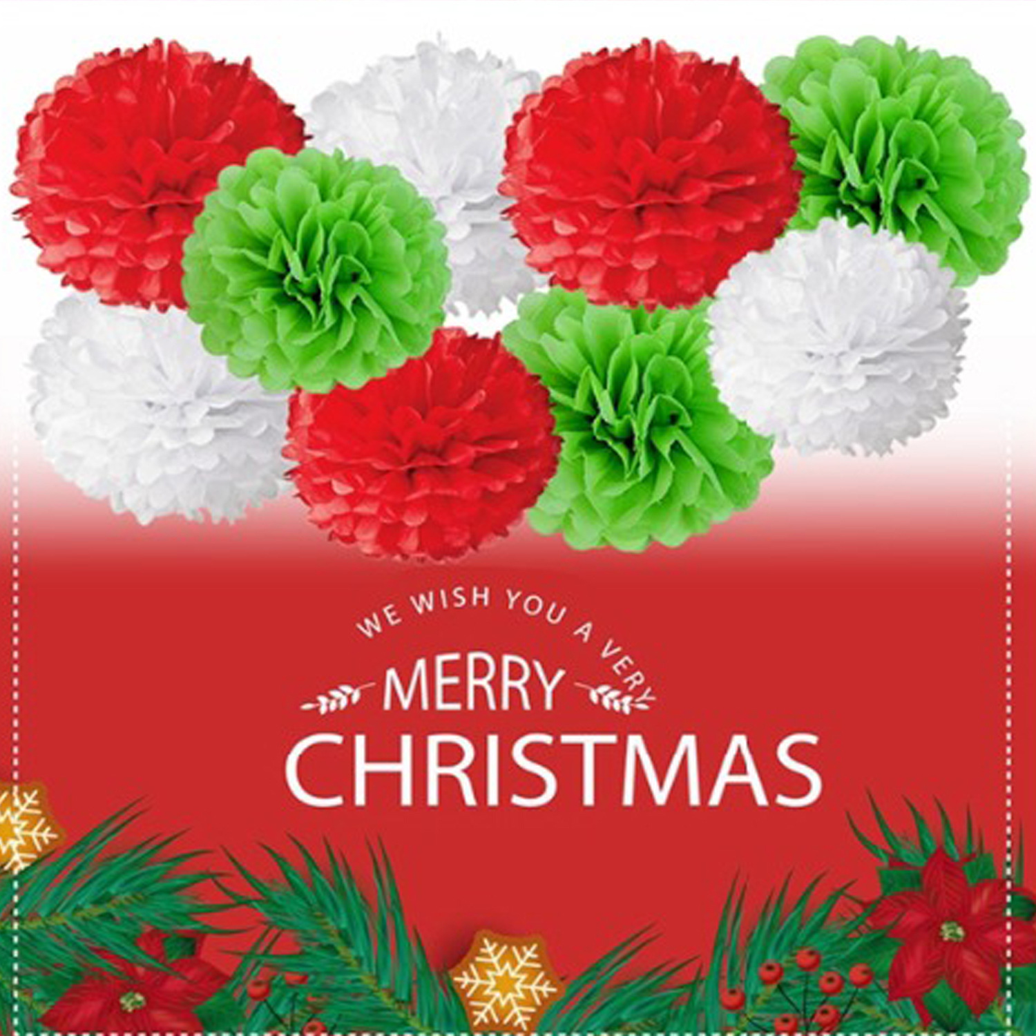 빨간색과 녹색 종이 꽃 공 패키지