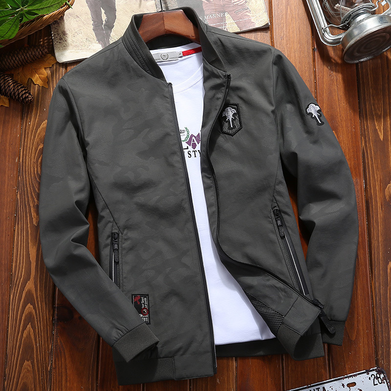 Chaqueta de camuflaje transfronteriza de primavera y otoño para hombres delgada y transpirable collar de pie moda casual todo partido guapo chaqueta de hombre de moda