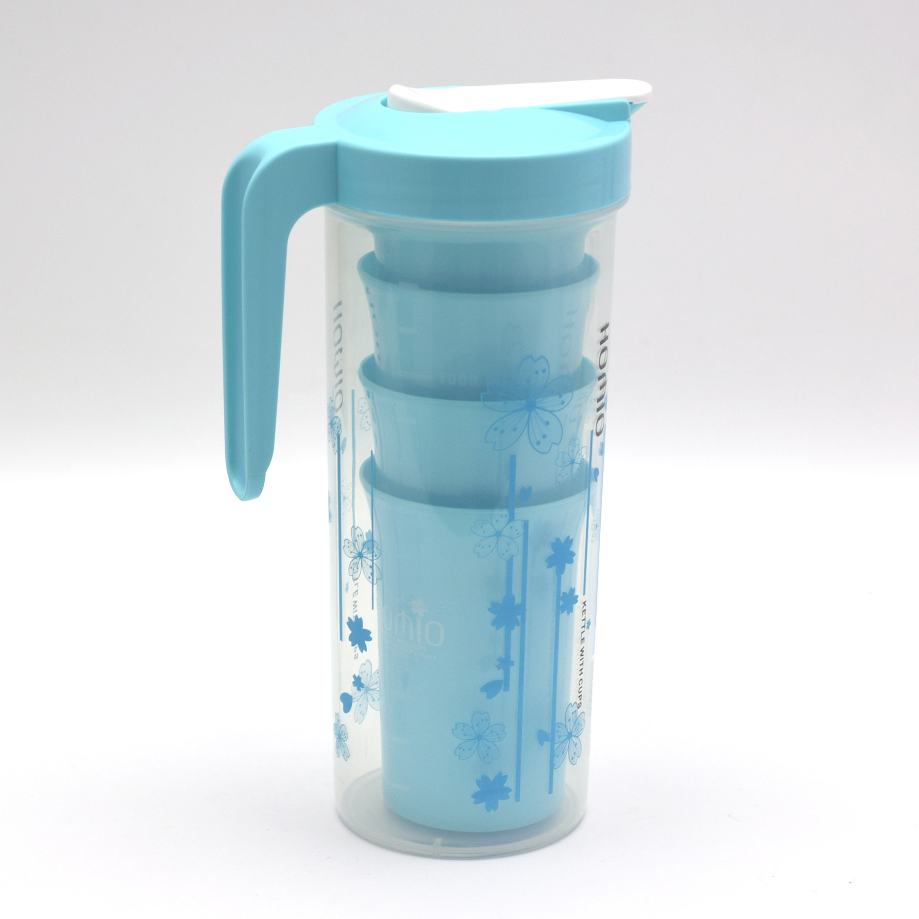 Suministro directo de fábrica 1.5L una olla cuatro tazas de plástico botella de agua fría traje de picnic hogar sellado botella de agua fría