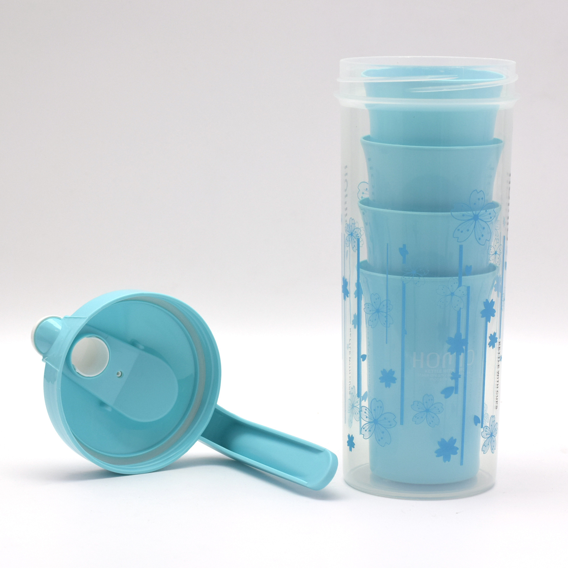 Suministro directo de fábrica 1.5L una olla cuatro tazas de plástico botella de agua fría traje de picnic hogar sellado botella de agua fría