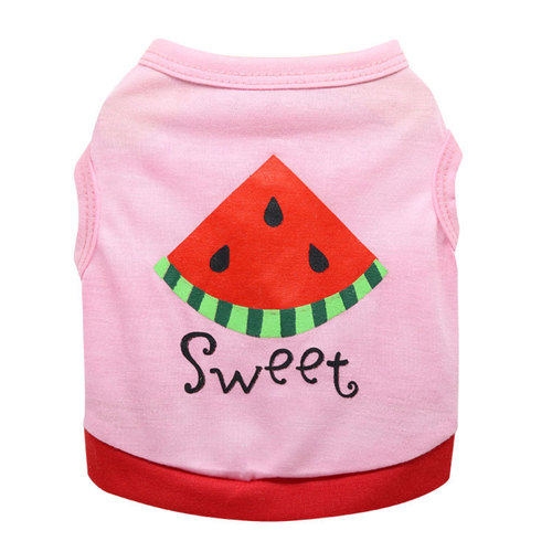 Pet clothes, dog costumes, cotton sweat fabric sweet and cute pink watermelon series vests, spring and summer clothing