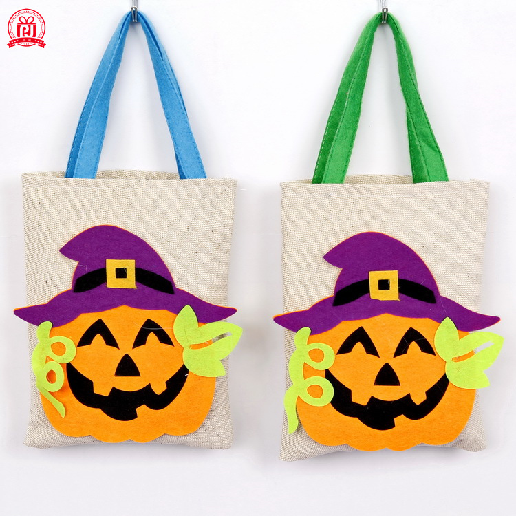 Suministros de decoración para Halloween, ropa, bolsa de regalo de calabaza de arpillera, bolsa de disfraces para fiestas infantiles con elementos de Halloween