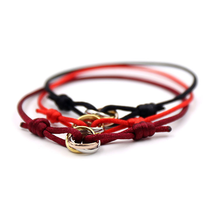 [02] Hand-woven three-ring colored hand rope New Year gift for couples lucky red bracelet for male girlfriend
