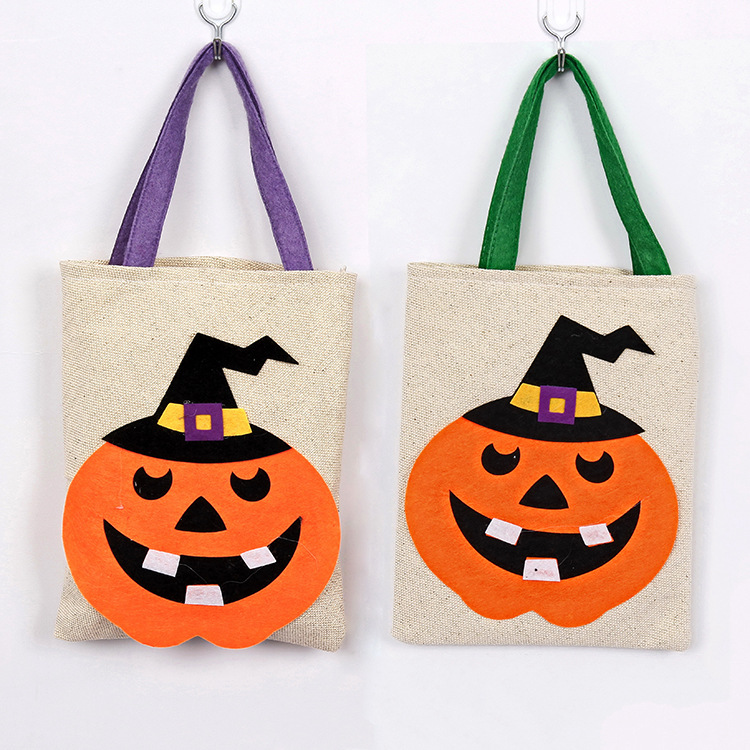 Suministros de decoración para Halloween, ropa, bolsa de regalo de calabaza de arpillera, bolsa de disfraces para fiestas infantiles con elementos de Halloween