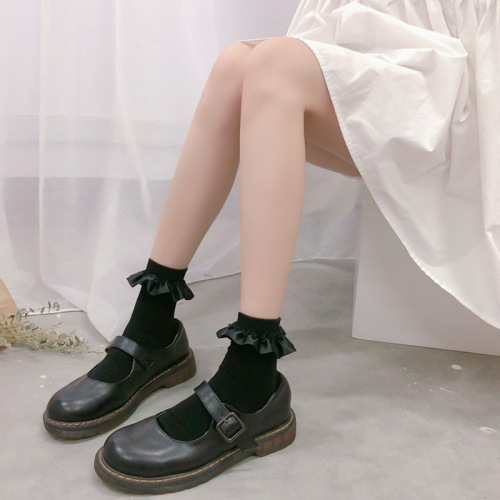 Japanese fresh cotton satin lace socks Korean ins fashion versatile basic student socks