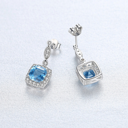PAG&MAG simulation earrings large S925 silver earrings and earrings synthetic gemstone cut color treasure European and American popular jewelry factory