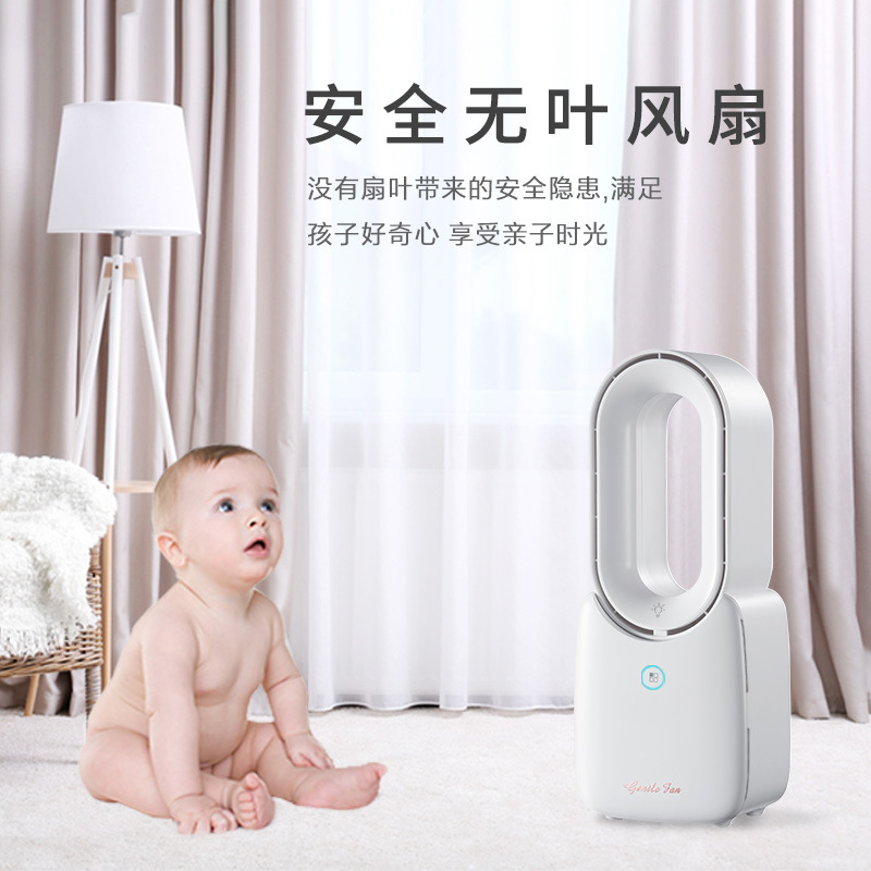 Escritorio creativo mini sin cuchilla USB recargable ventilador noche luz pequeño ventilador portátil hogar dormitorio aire acondicionado ventilador