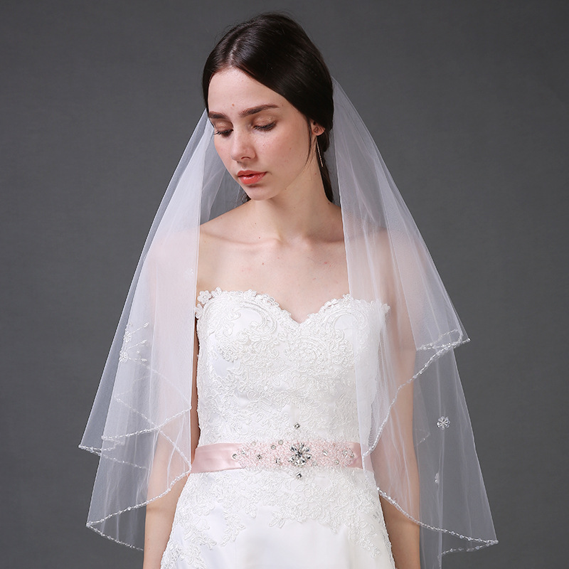 Veil 2024 new two-layer handmade three flowers white…