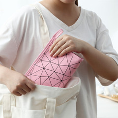 2020新款菱形化妝包PU皮幾何菱格收納包敲火便攜旅行防水洗漱包