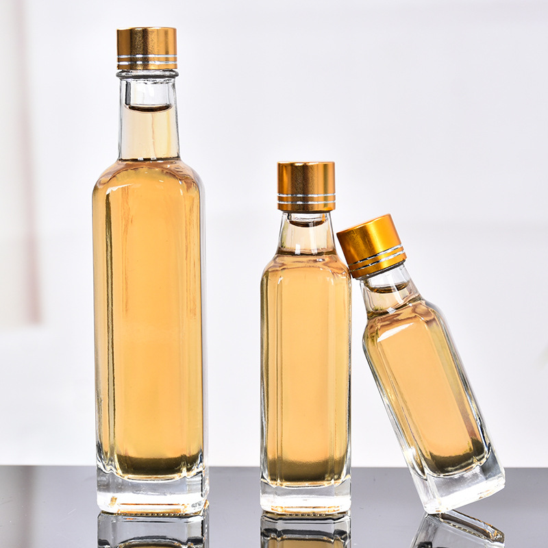 Olive Oil Bottle Transparent Camellia Oil Glass Bottle 100ml Rapeseed Oil Fragrant Oil Linseed Oil Walnut Oil Bottle Square