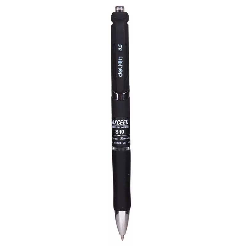 Bolígrafo de gel retráctil Deli S10 con cuerpo mate, punta de 0.5 mm, agarre cómodo, bolígrafo para firmas de oficina y negocios.