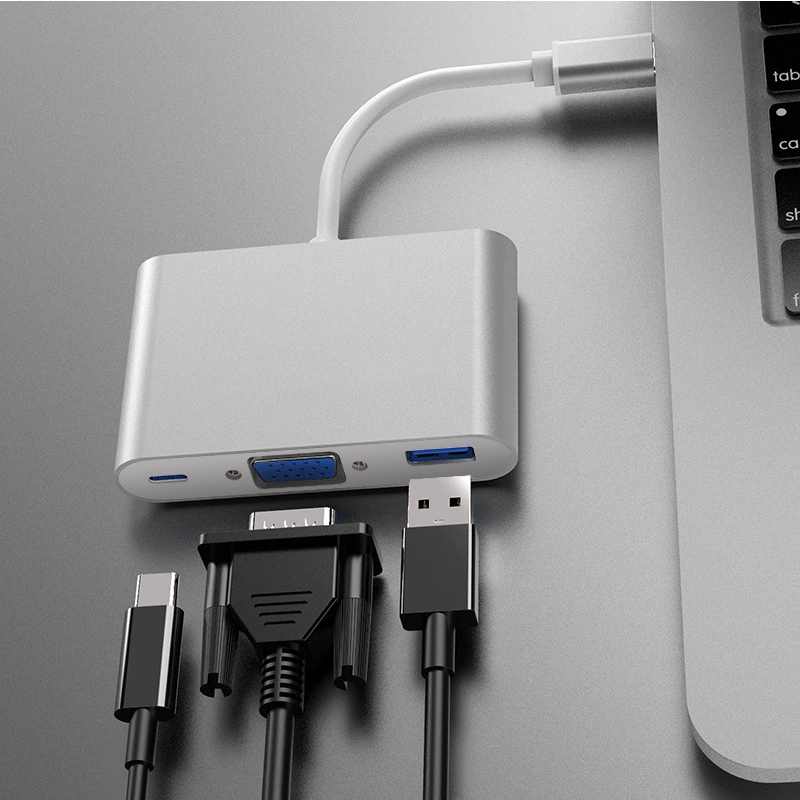 Тип-C к VGA переходник, расширение + USB + PD, док-станция для ноутбука