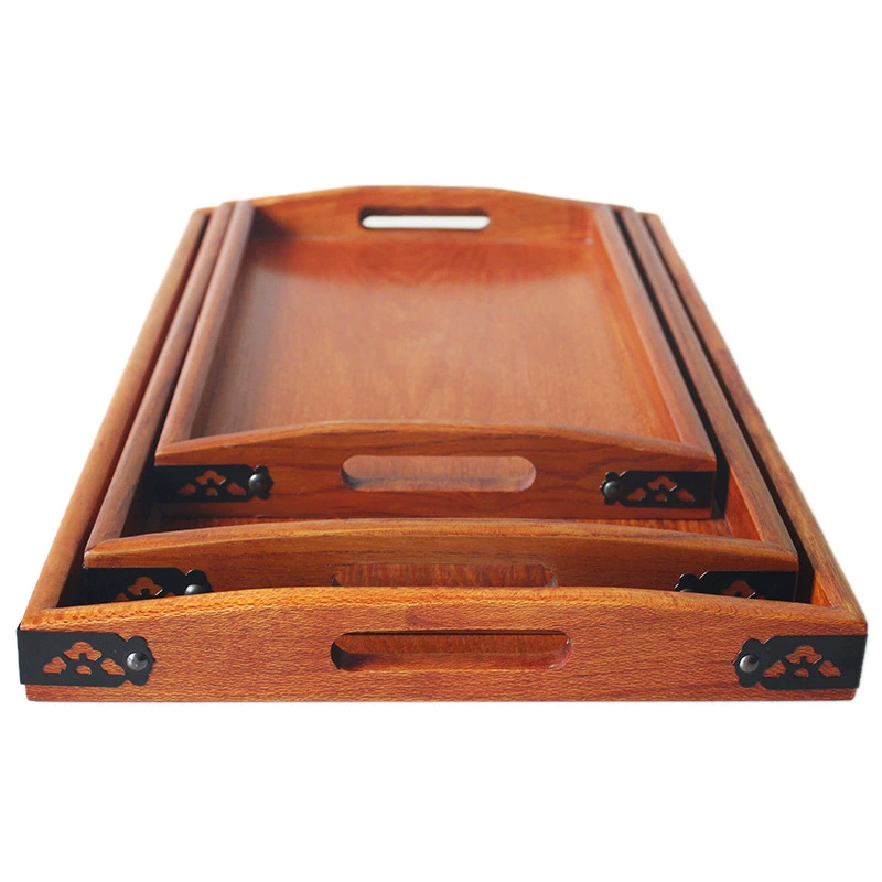 Tableware from natural wood, wooden rectangular dinner plate