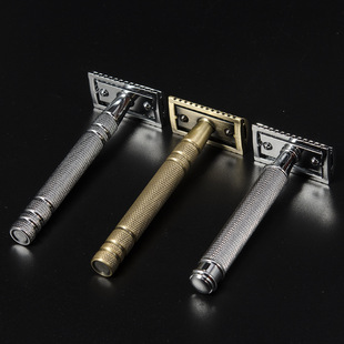 Men's manual double-layer shaving razor blade old beard knife zinc alloy old knife handle AliExpress hot sale