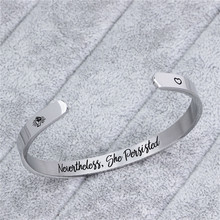 厂家直供钛钢圆弧槽手镯6mm创意刻字Nevertheless,She persisted.