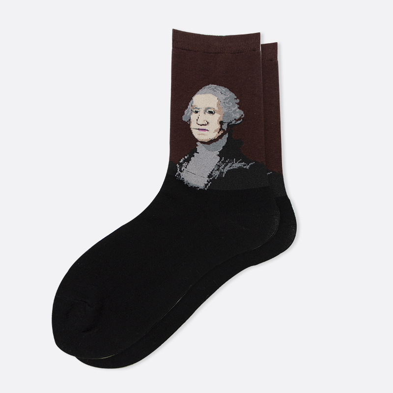 Cielo estrellado calcetines de algodón para hombres calcetines de pintura famosos calcetines de pintura al óleo de Mona Lisa calcetines de media pantorrilla para hombres suministro transfronterizo ventas directas de fábrica