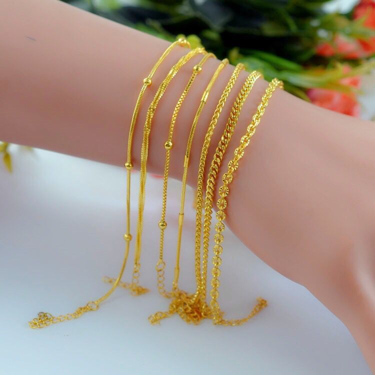 Золотое ювелирное украшение, латунный браслет с одной бусиной, в корейском стиле