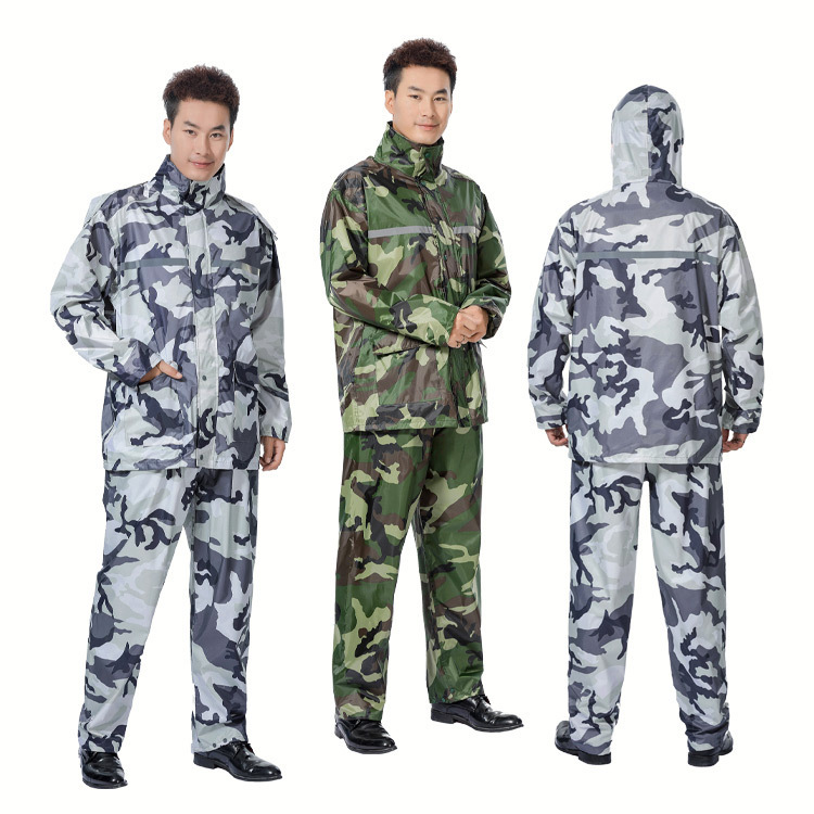 Factory wholesale new outdoor fishing camouflage raincoat double electric car men's and women's raincoat rainpants split suit