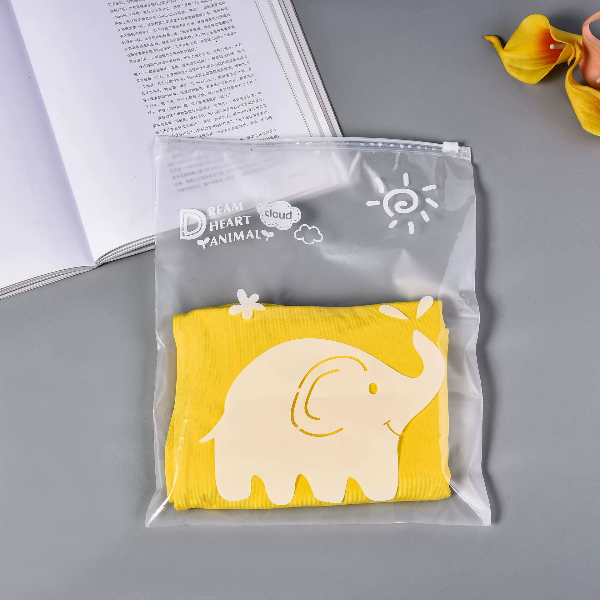 Детская упаковочная сумка Маленький белый слон пластиковый прозрачный пакет леггинсы футболка сумка на молнии нижнее белье сумка носки для одежды магазин одежды