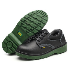 Wholesale green bottom safety shoes for labor protection, anti-puncture, anti-slip, wear-resistant, water-repellent outdoor work protective shoes