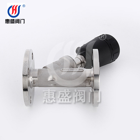 厂家直销 塑料头不锈钢法兰式气动角座阀 现货供应塑料头不锈钢