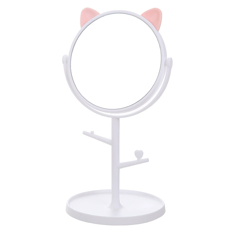 Cat Ear Table Makeup Mirror, Rotatable HD Desktop Dressing Mirror, Princess Dorm Mirror