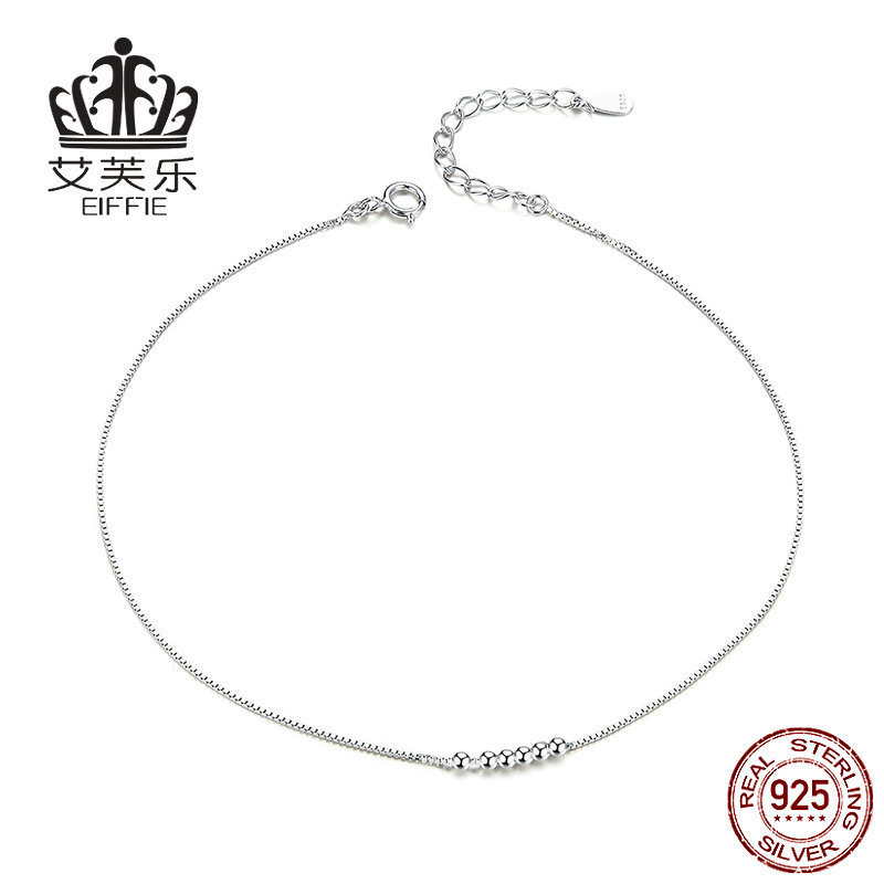 Bisal 2020 New Sterling Silver Anklet Round Beads Platinum-Plated S925 Simple and Fashionable Women's Foot Jewelry Accessories Bisal 2020 New Sterling Silver Anklet Round Beads Platinum-Plated S925 Simple and Fashionable Women's Foot Jewelry Accessories